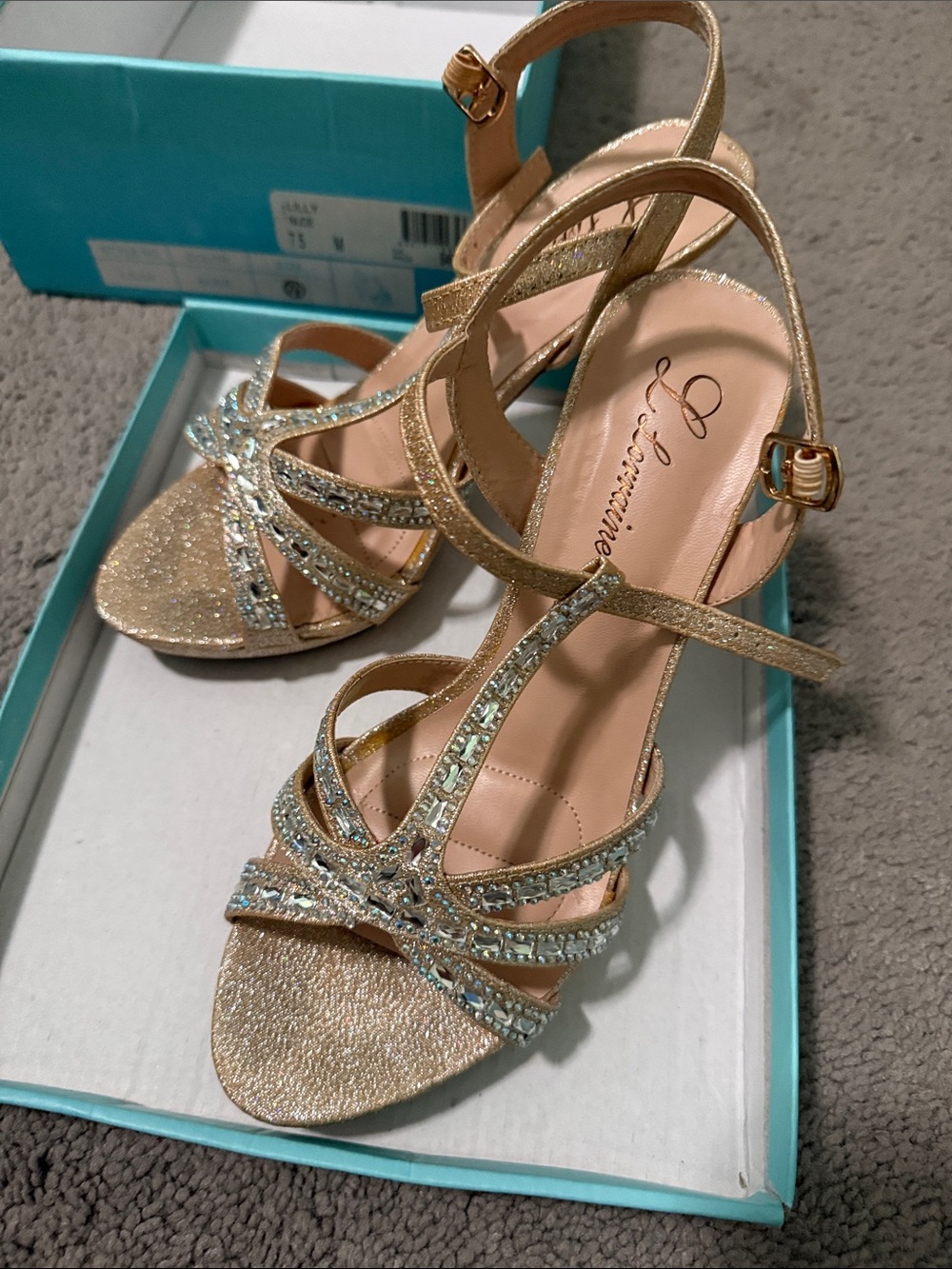 Strappy Evening Sandals with Crystal Accents